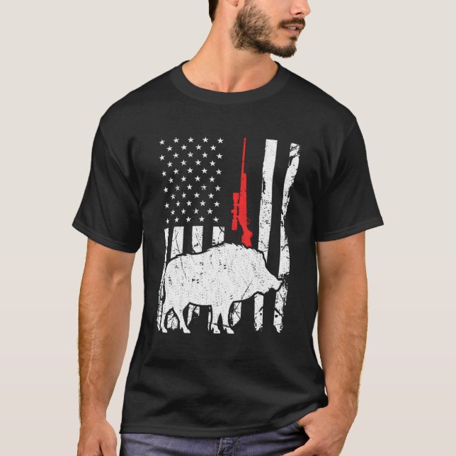Camiseta Hog Hundiendo Bandera Estadounidense Rifle Patriót (Anverso)