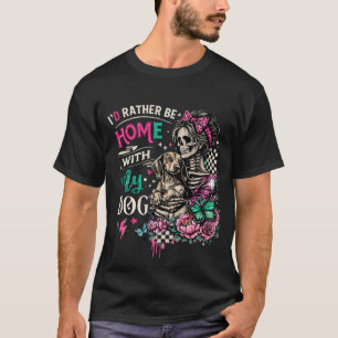 Camiseta Hogar con mi perro esqueleto gótico Dachshund