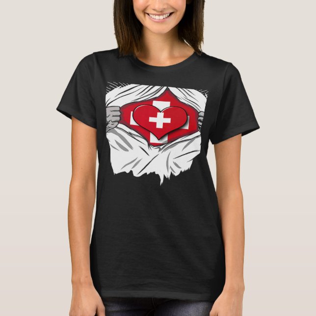 Camiseta Hogar de bandera suiza en Suiza (Anverso)