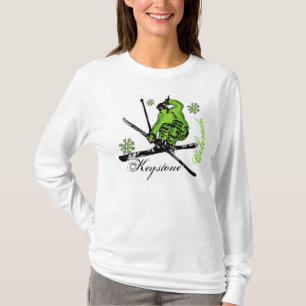 Camiseta Hogar de esquí para damas con tema verde Keystone 