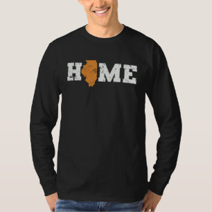 Camiseta Hogar de Illinois con contorno de mapa EE. UU. Amé