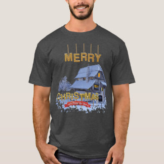 Camiseta Hogar de invierno con nieve Feliz Navidad