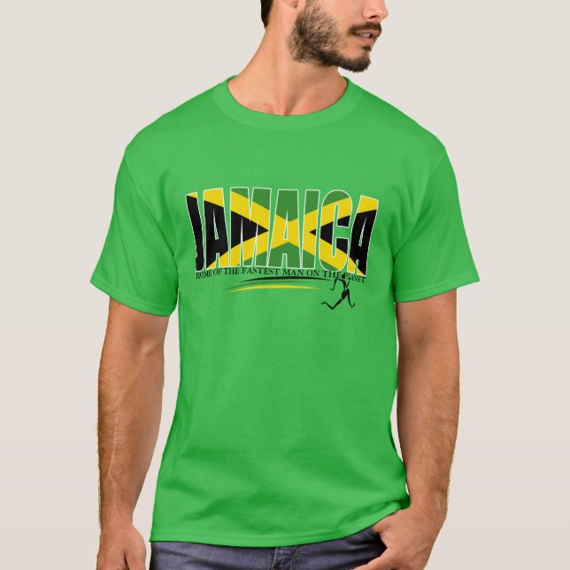 Camiseta Hogar de Jamaica del hombre más rápido en la (Anverso)