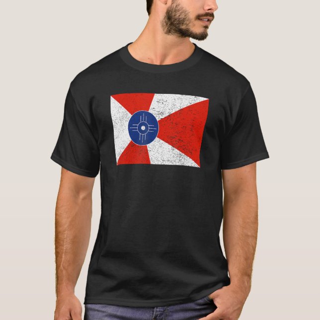 Camiseta Hogar de Kansas con bandera Wichita de época retro (Anverso)