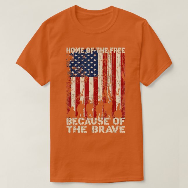 Camiseta Hogar De Los Libres Debido A La Valiente Angustia (Diseño del anverso)