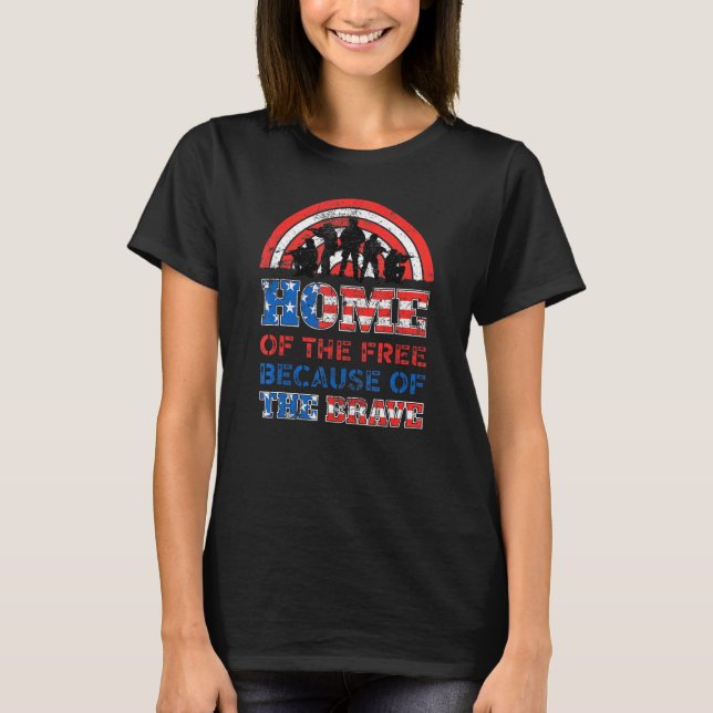 Camiseta Hogar De Los Libres Debido A La Valiente Bandera A (Anverso)