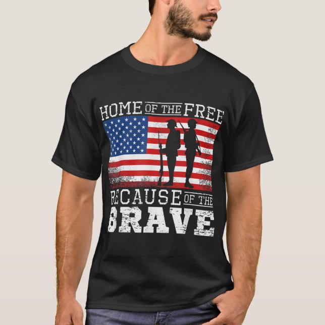 Camiseta Hogar de los Libres por el valiente ejército (Anverso)
