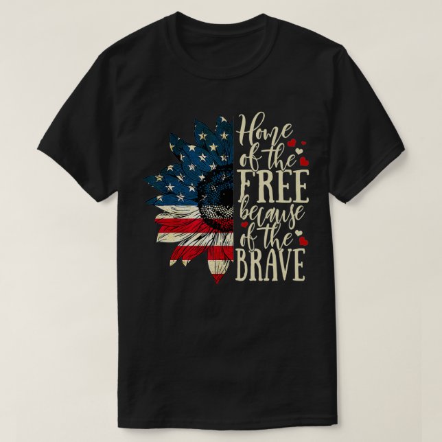 Camiseta Hogar De Los Libres Por La Valiente Bandera Estado (Diseño del anverso)