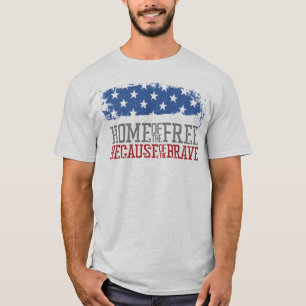 Camiseta Hogar de los libres por los valientes bandera de E