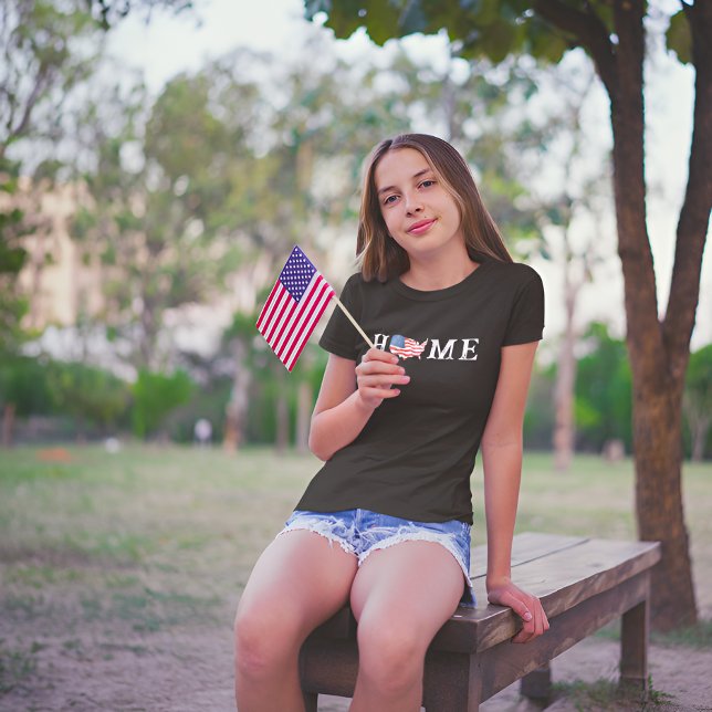 Camiseta Hogar de Mujeres USA Mapa de Bandera Americana 4 d (Casual Women Home USA Map American Flag 4th July T-Shirt At A Park)