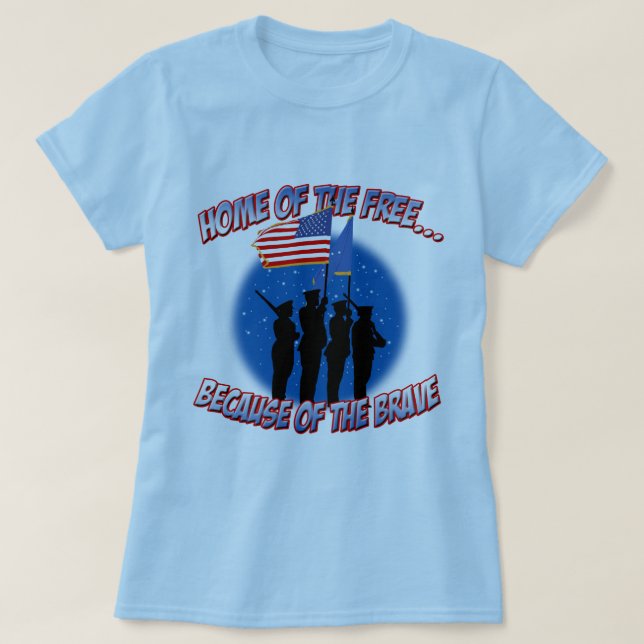 Camiseta Hogar del libre debido al valiente (Diseño del anverso)