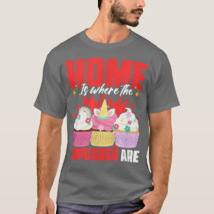 Camiseta Hogar Donde Los Cupcakes Pastelería Pastel De Past