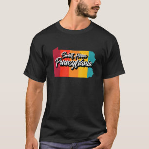 Camiseta Hogar dulce Pennsylvania Retro 70 Arte Estatal de 