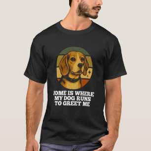 Camiseta Hogar Es Donde Corre Mi Perro Beagle Retro Amante