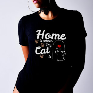 Camiseta Hogar Es Donde Está Mi Gato Diseño De Gato Lindo