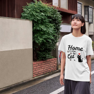 Camiseta Hogar Es Donde Está Mi Gato Diseño De Gato Lindo
