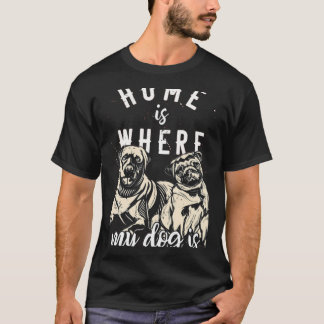 Camiseta Hogar es donde está mi perro - Labrador y Pug vint