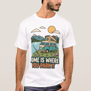 Camiseta Hogar Es Donde Lo Estacionas Camper Vintage