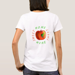 Camiseta Hogar Feliz Gusano En Manzana Roja