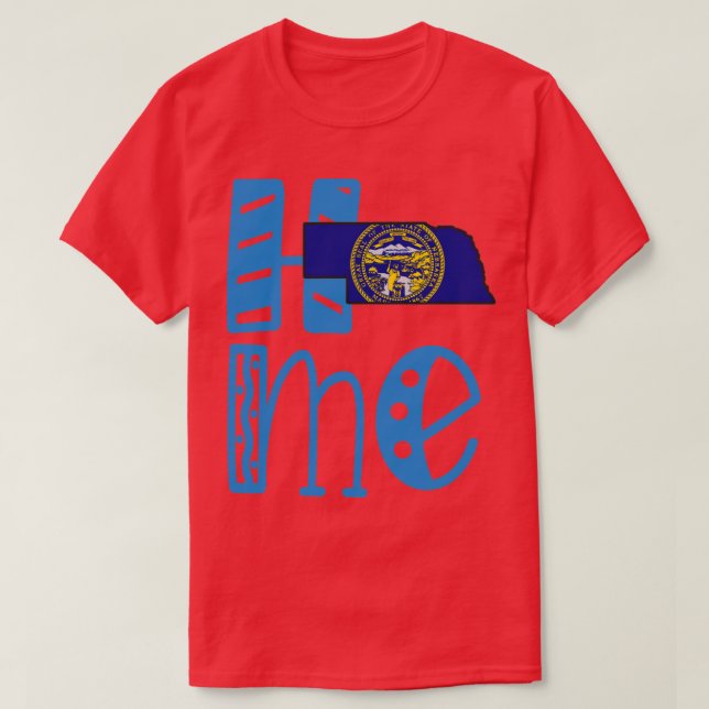 Camiseta Hogar Nebraska en letras de arte a bloque (Diseño del anverso)
