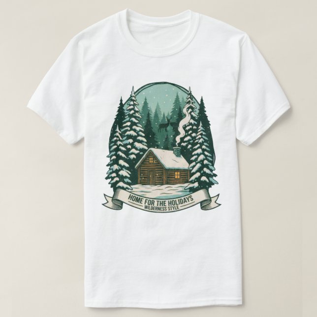 Camiseta Hogar para las vacaciones Wilderness Cabin Art (Diseño del anverso)