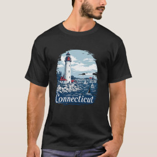 Camiseta Hogar Retro Connecticut Estado CT Atardecer Coster