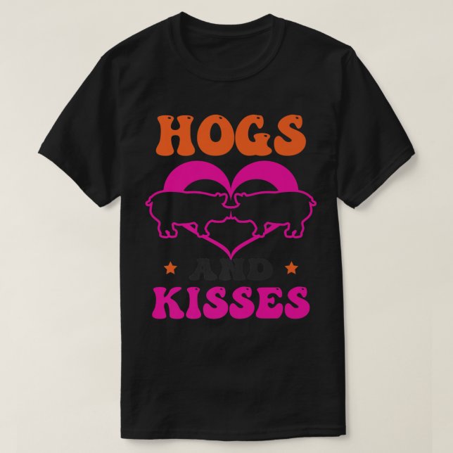 Camiseta Hogs And Kisses Design Pig Valentines Premium 2711 (Diseño del anverso)