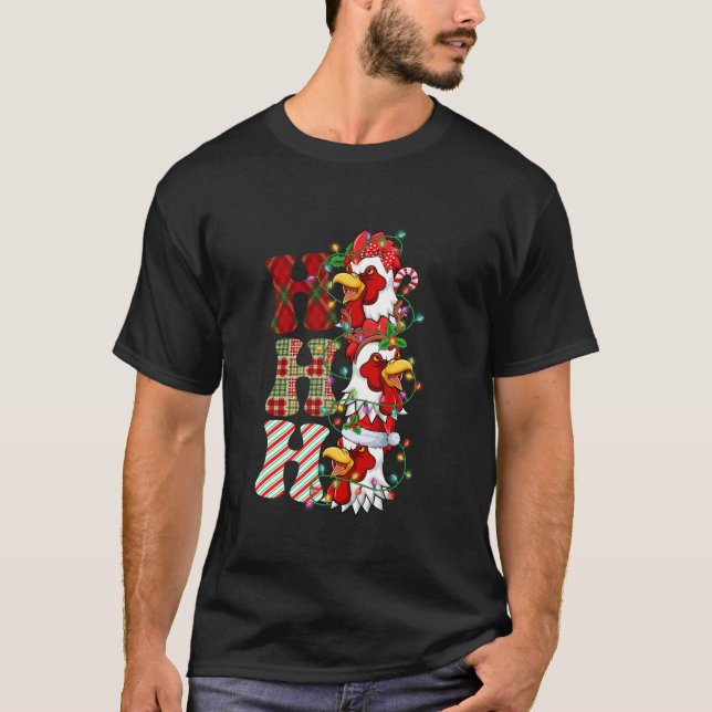 Camiseta HOHOHO Pollos Santa Hat Rinfos Feliz Navidad (Anverso)