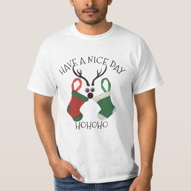 Camiseta ¡HOHOHO! Que tengas un buen día de Navidades con c (Anverso)