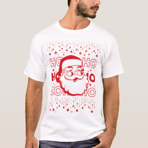 Camiseta Hohoho Red Retro Santa Claus Starry Sky