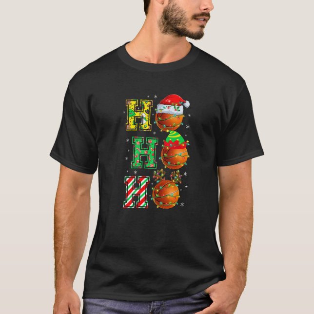 Camiseta HOHOHO Santa Elf Reindeer Basketball Balls Christm (Anverso)