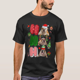 Camiseta HOHOHO Santa Elfo Reno Bulldog Inglés Perros Xma