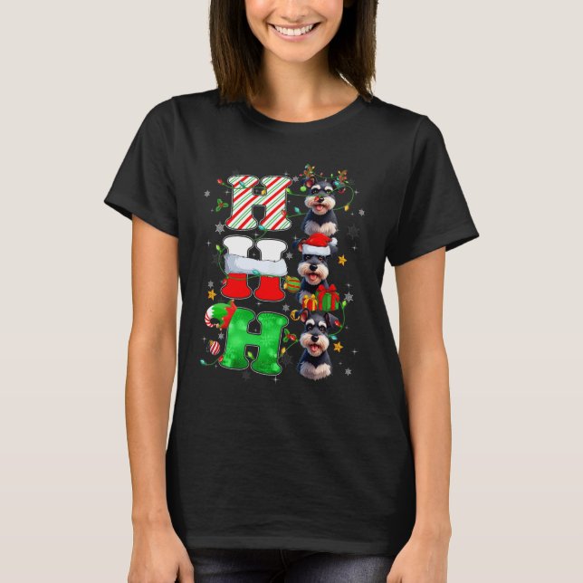 Camiseta Hohoho Schnauzer Dog Santa Elf Gorra Reindeo Chris (Anverso)