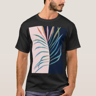 Camiseta Hoja acuarela, huella natural abstracta.