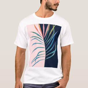 Camiseta Hoja acuarela, huella natural abstracta.
