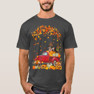 Camiseta Hoja Caída Dachshund En El Camión De Calabaza Acci