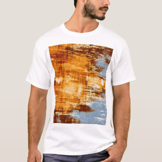Camiseta Hoja de acero oxidado, fondo texturado.