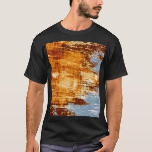 Camiseta Hoja de acero oxidado, fondo texturado.