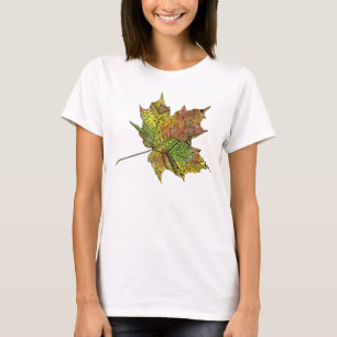 Camiseta Hoja de arce artsy ilustrada mano impresionante
