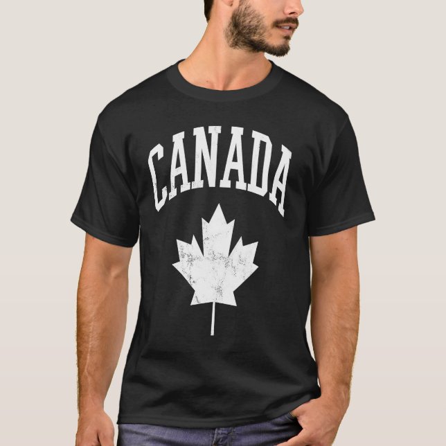 Camiseta Hoja de Arce Canadiense Canadiense Deteriorada (Anverso)