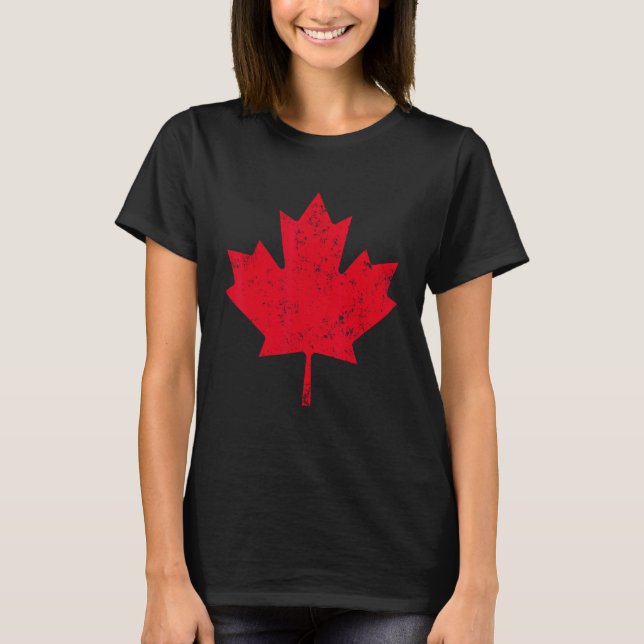 Camiseta Hoja de Arce Canadiense Roja Vintage (Anverso)