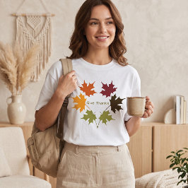 Camiseta Hoja de Arce de Otoño Colorido Agradece Gratitud
