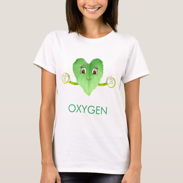 Camiseta Hoja de corazón feliz verde moderno (Anverso)