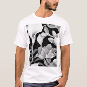 Camiseta Hoja de Flor Tropical: Patrón sin Marea