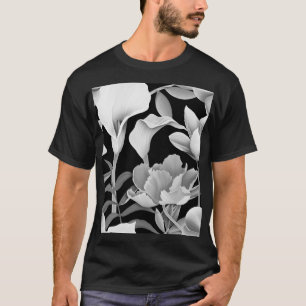 Camiseta Hoja de Flor Tropical: Patrón sin Marea