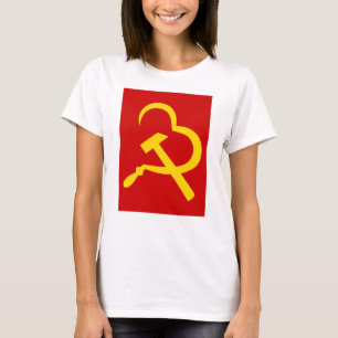 Camiseta Hoja de hoz y martillo, corazón, amor, comunismo