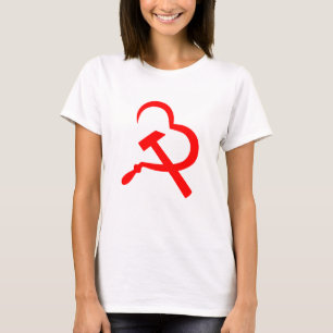 Camiseta Hoja de hoz y martillo, corazón, amor, comunismo