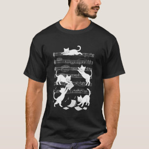 Camiseta Hoja de música de gato divertida música pianista a