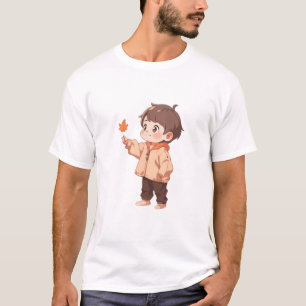 Camiseta Hoja de otoño sostenida por un niño lindo