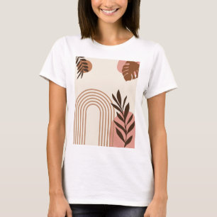 Camiseta Hoja de Palma de Arcoíris Sol, Arte Geométrico Abs